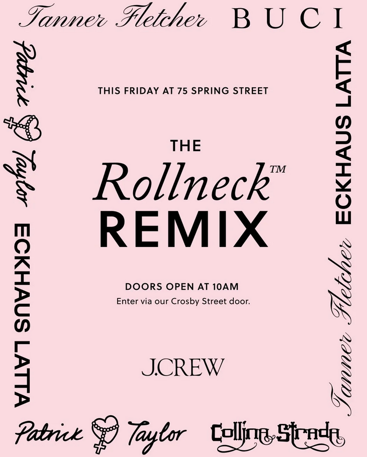 J.Crew The Rollneck Remix Pop-Up for NYFW