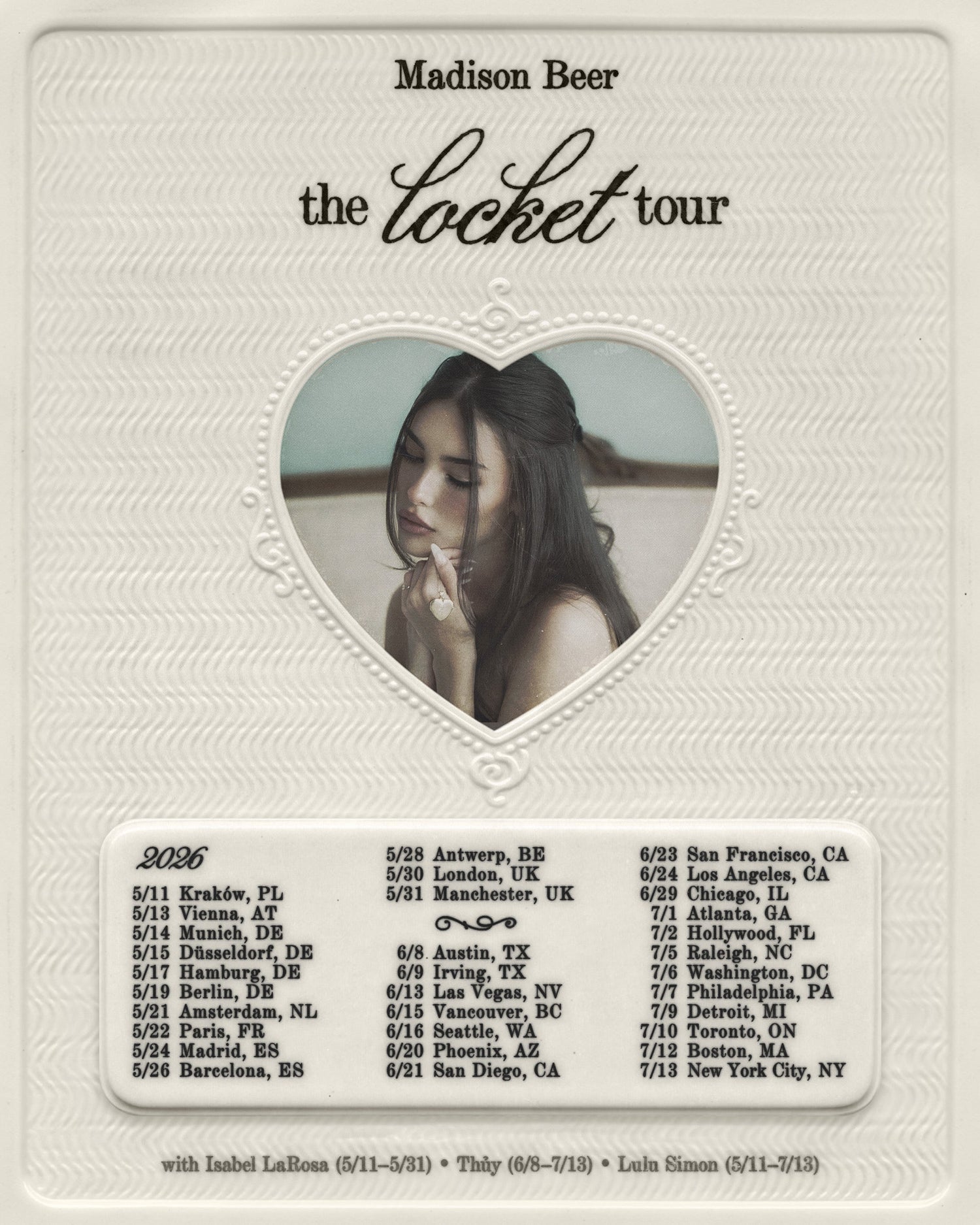 MADISON BEER ANNOUNCES ‘THE LOCKET TOUR’ ACROSS NORTH AMERICA, EUROPE, AND THE UNITED KINGDOM