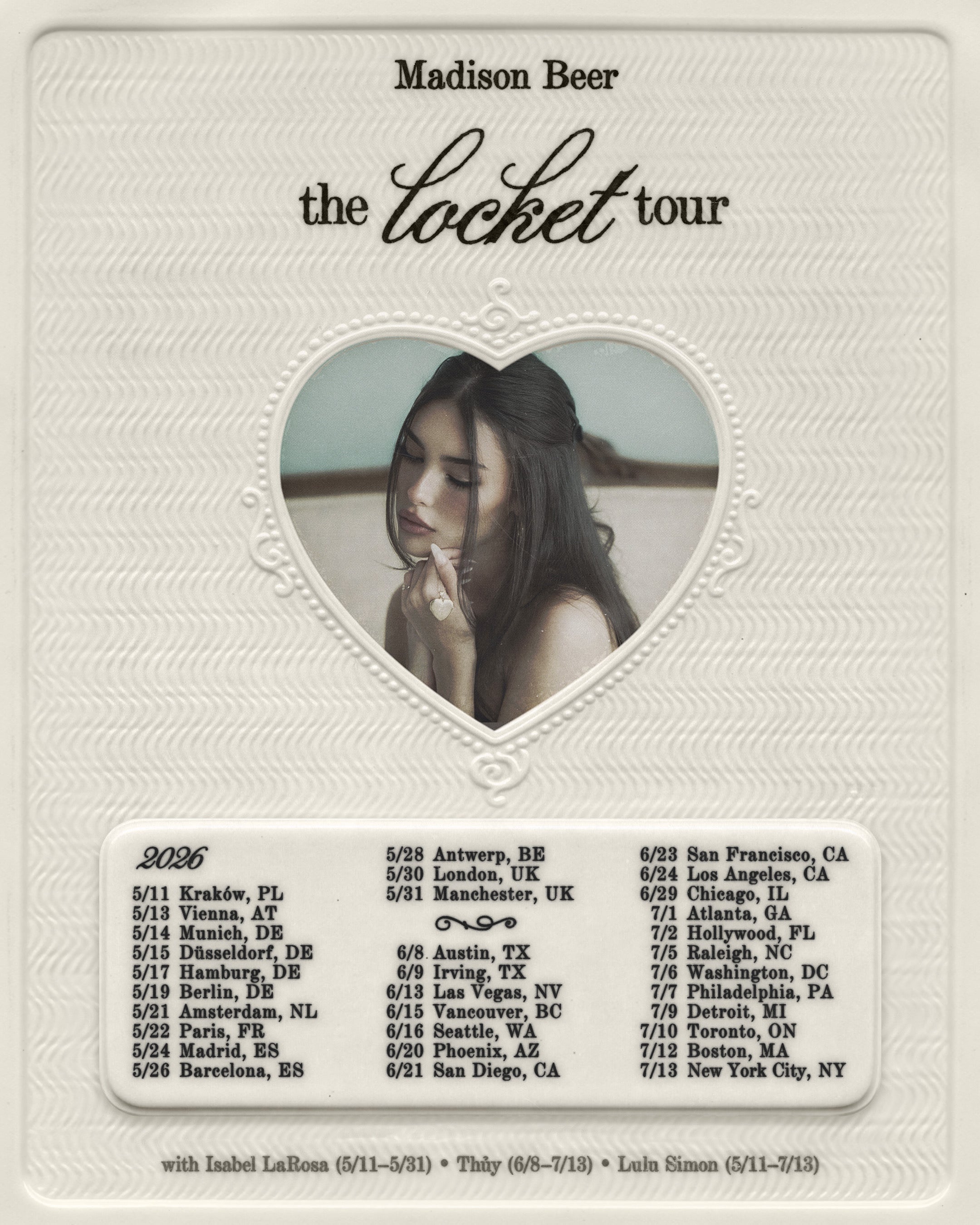 MADISON BEER ANNOUNCES ‘THE LOCKET TOUR’ ACROSS NORTH AMERICA, EUROPE, AND THE UNITED KINGDOM