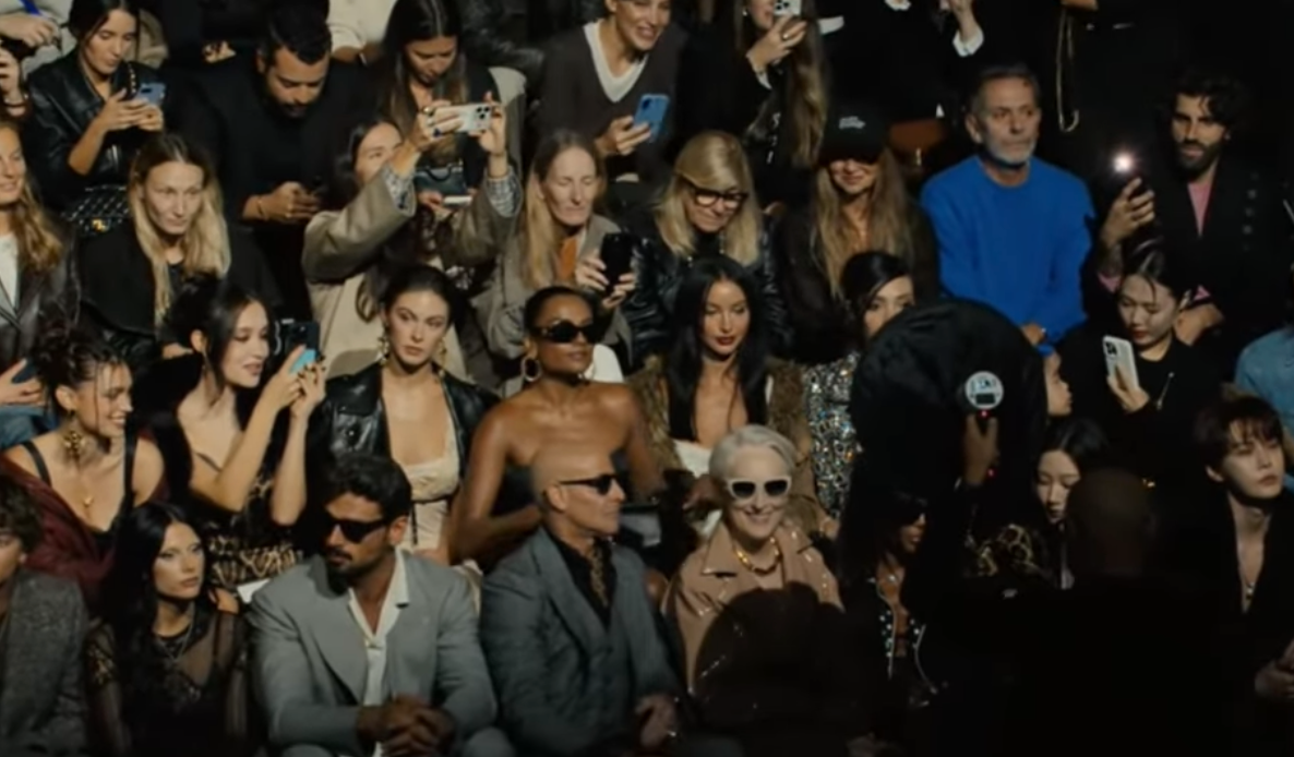 Merryl Streep ,Stanley Tucci , Simone Ashley attends Dolce  & Gabanna show in character