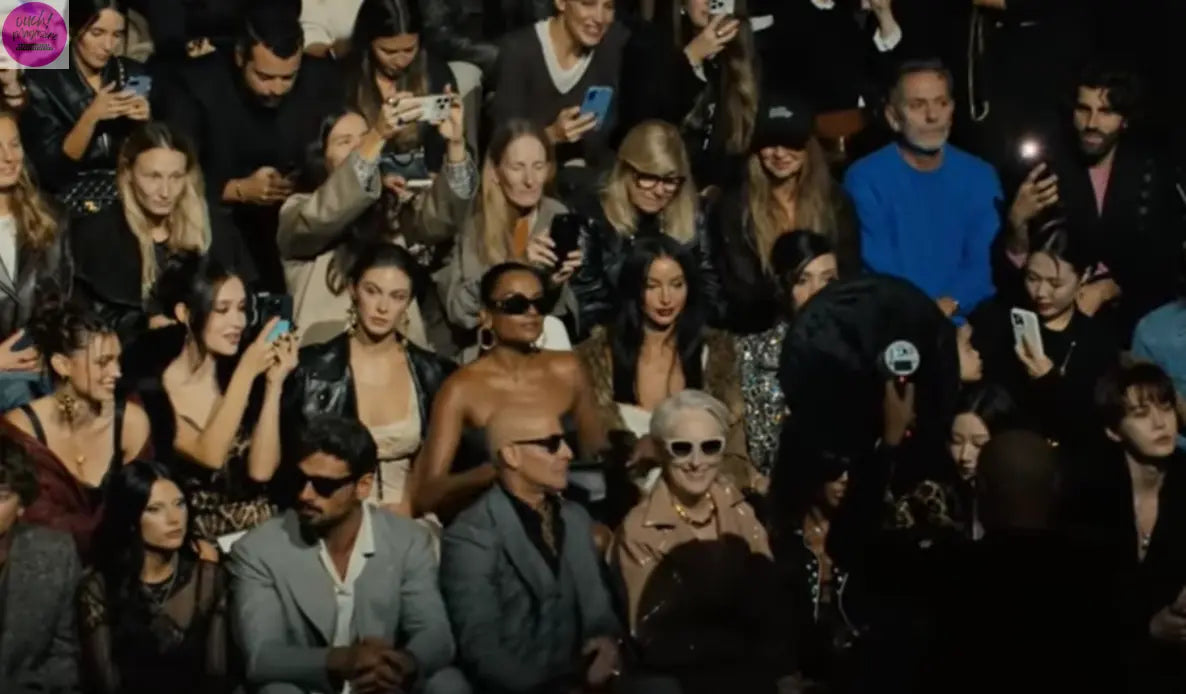 Merryl Streep ,Stanley Tucci , Simone Ashley attends Dolce  & Gabanna show in character OUCH! MAGAZINE
