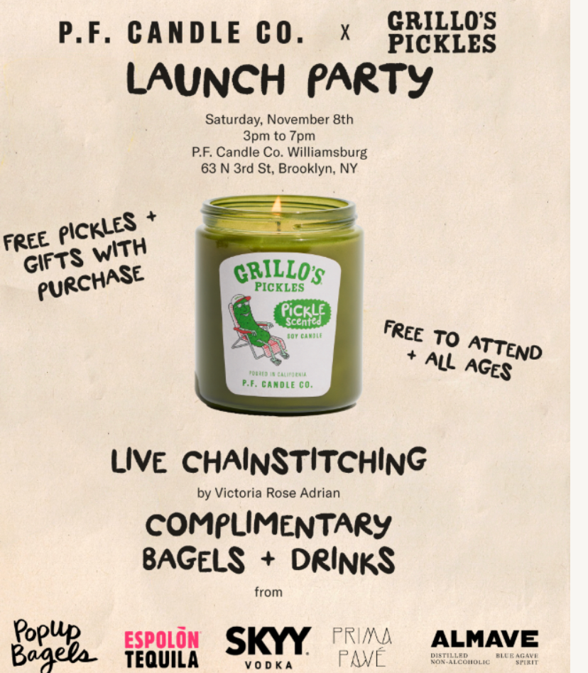 P.F. Candle Co. X Grillo's Pickles Launch Event