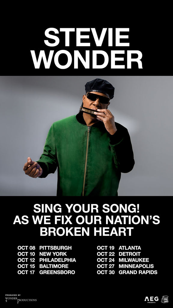 Stevie Wonder Announces 10 Performances Titled "Sing Your Song! As We Fix Our Nation's Broken Heart"