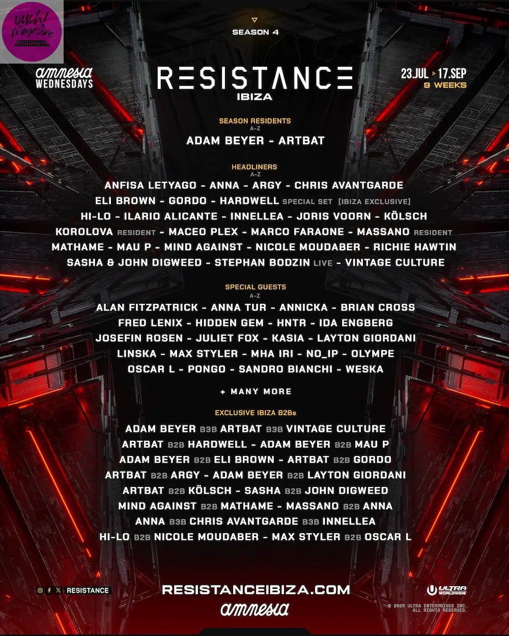 RESISTANCE announces season lineup for Ibiza summer residency at Amnesia
