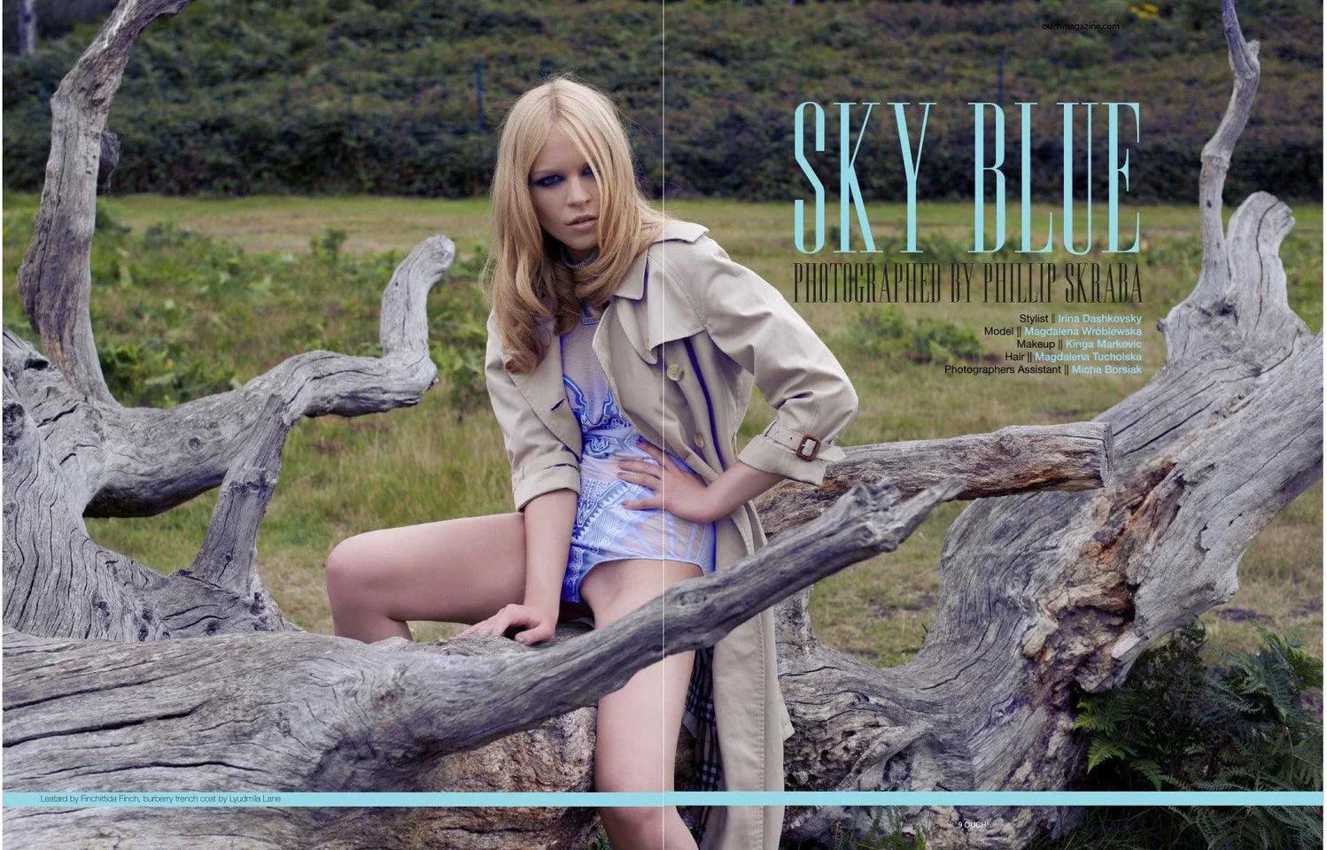 Sky Blue Sky Blue Oct 29, 2020 Photographer Phillip Skraba  Fashion Stylist Irina Dashkovsky   Makeup Kinga Markovic       Hair Magdalena Tucholska        Sky Blue x Ouch MagazineSky Blue x Ouch MagazineSky Blue x Ouch MagazineSky Blue x Ouch Magazine