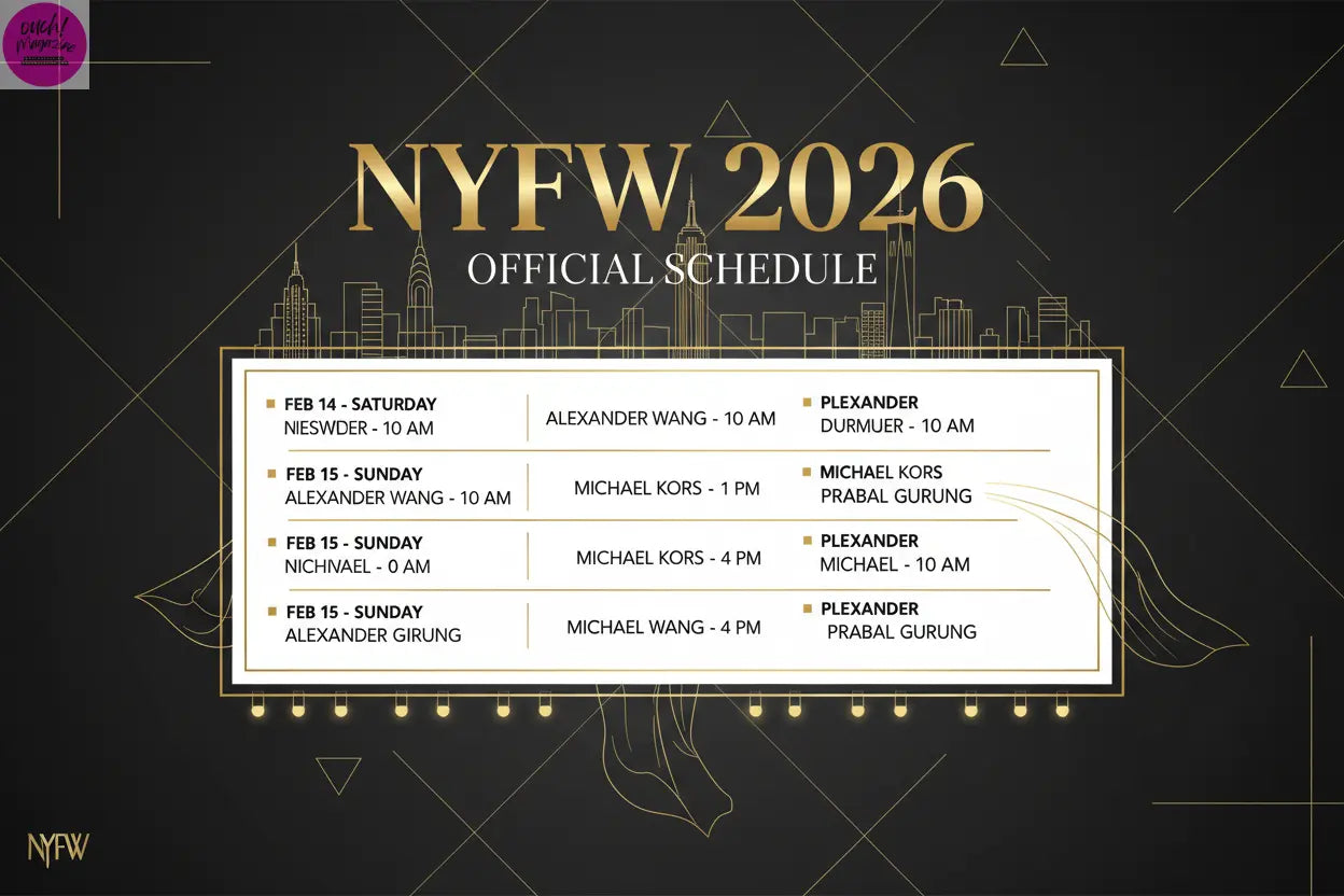 The Official New York Fashion Week (NYFW) Schedule  for 2026 take a look OUCH! MAGAZINE