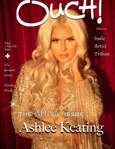 a magazine cover with a woman in a gold dress